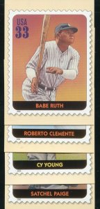 3408 Legends of Baseball All 20 Maxi Postal Cards MNH Babe Ruth Satchel Paige