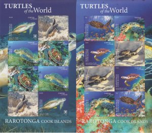 Cook Is. MNH Sc 1701-02 sh IMPERF  Mi 128-35 KB Value 400 Euro Turtles RAROTONGA