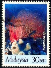 Coral, Melithaea, Malaysia stamp SC#633 used