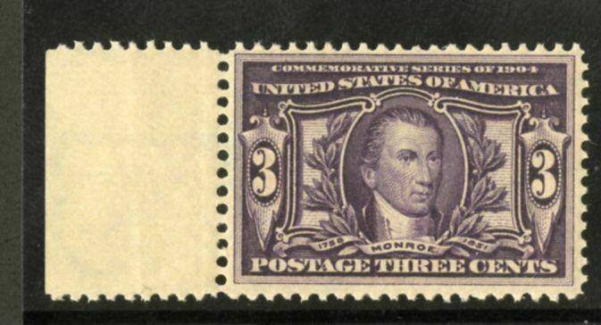 US Stamps # 325 3c Monroe SUPERB OG NH