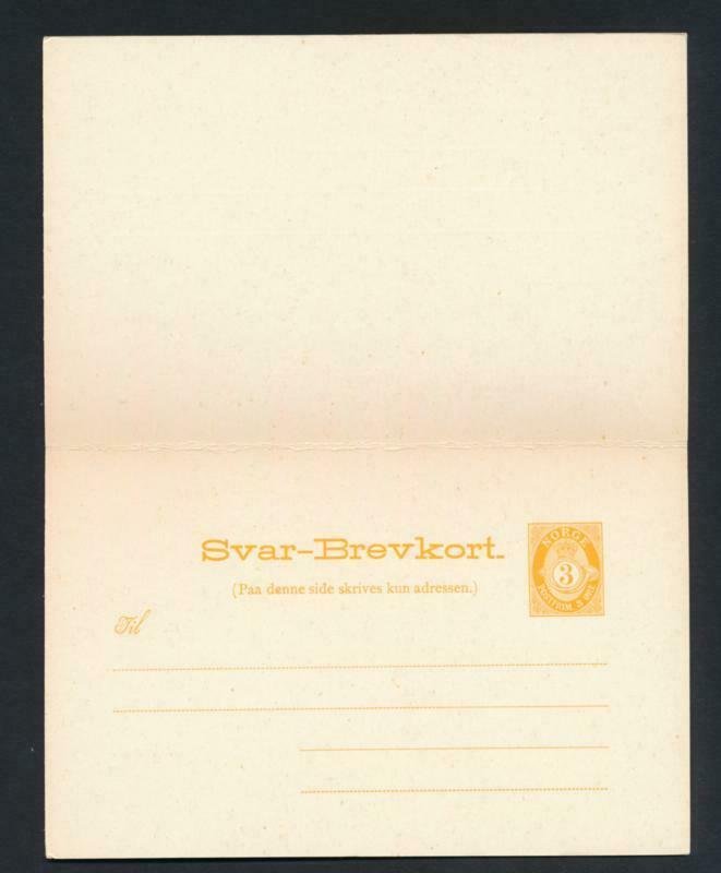 NORWAY Mi. P50 POSTAL STATIONERY POSTAL CARD 3+3 PAID REPLY