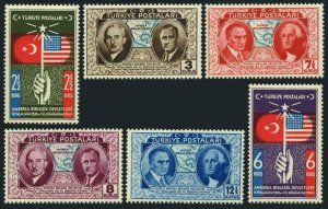 Turkey 817-822,MNH.Michel 1047-1052. US Constitution,150th Ann.1939.Presidents.