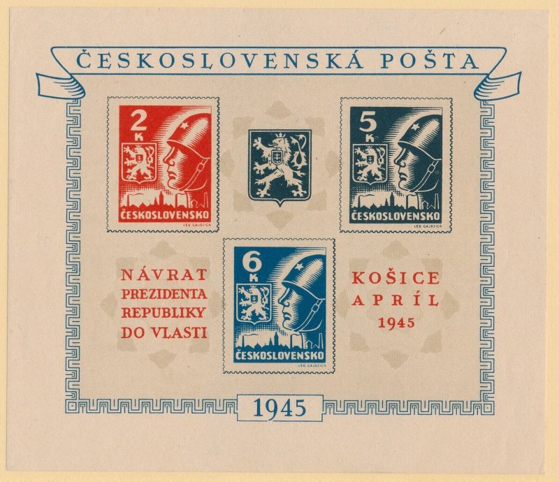 Czechoslovakia #310 President Benes Return Souvenir Sheet 1945 Mint NH