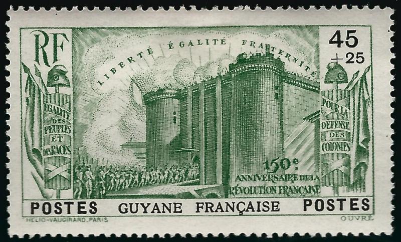 French Guiana1939 B4 French Revolution VF Mint OG hr...French Colonies are Hot!