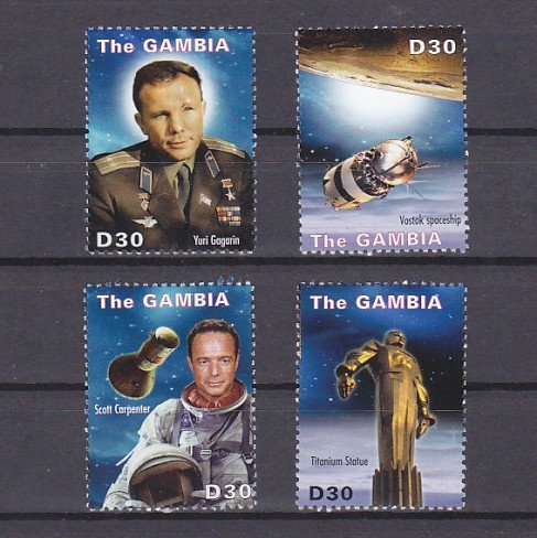 Gambia, Scott cat. 3354 a-d. First Person in Space issue. ^