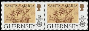 Guernsey 559 Christopher Columbus Pinta 28p horz pair MNH 1992