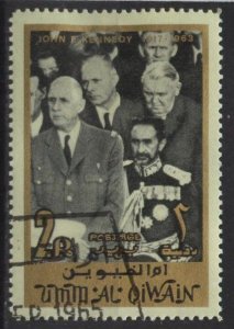 Umm al Qiwain Mi34 (u cto) 2r In Memoriam JFK: De Gaulle, Haile Selassie (1965)