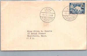 SCHALLSTAMPS - GREENLAND 1958 COVER OPENING DAY JULY 1 1958 0FFICE ARSUK CANC