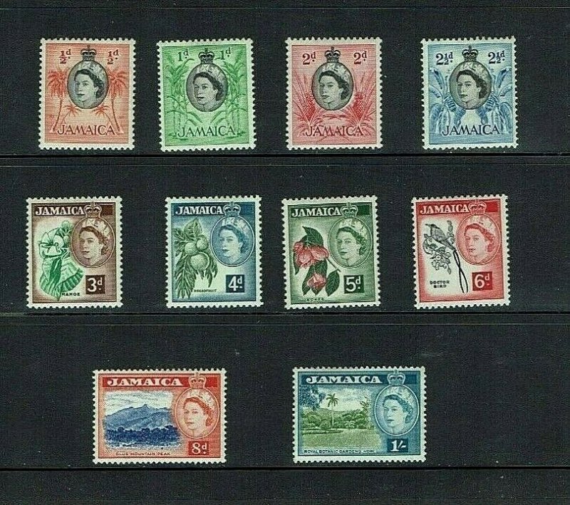 Jamaica: 1953, Queen Elizabeth definitive, short set to 1/-, Mint