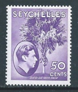 Seychelles #141b NH 50c George VI Defin. - Palm - Chalky Paper - Bright Lilac