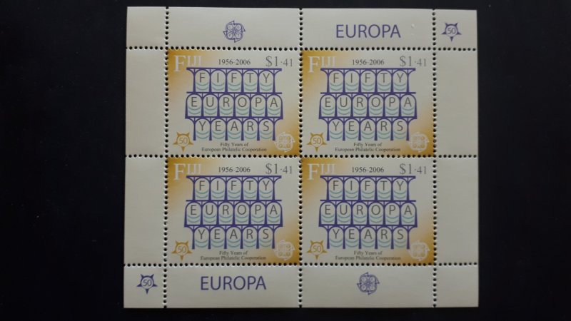 50th anniversary of EUROPA stamps - Fiji - 4x set in 4 sheets perforated ** MNH