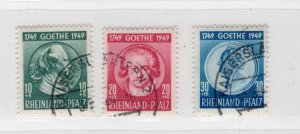 GERMANY FRENCH ZONE RHINE PALATINATE 1948 6NB7-6NB9 VFU EXPERTIZED SCHLEGEL BPP