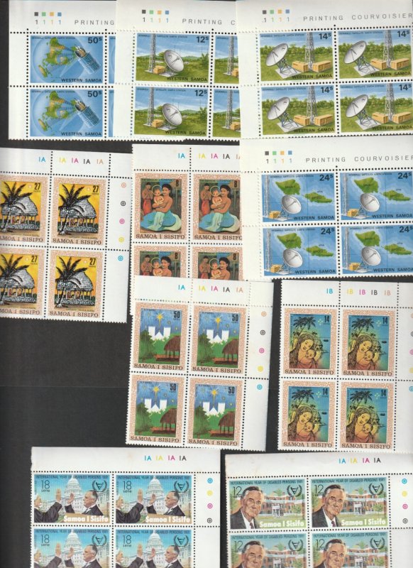 Samoa x 4 sets & a single all in MNH plate blocks