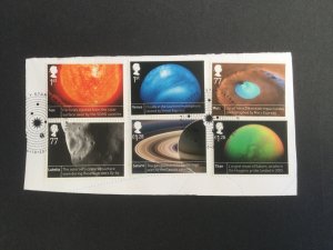 GB 2012.  Space Science. Set of 6 used stamps. Ex FDC on paper.