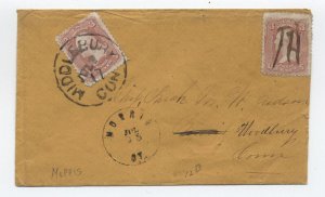 1860s Middlebury CT #65 x2 forwarded cover Morris CT [H.2889]