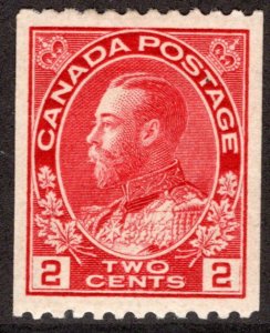 132 Scott - 2c green, XF/SUPERB Centering, MHOG, KG Admiral Coil, Canada