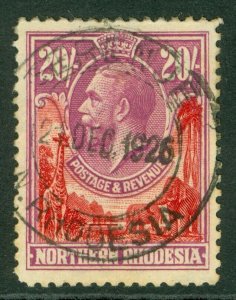 SG 17 Northern Rhodesia 1925-29. 20/- carmine-red & rose purple. Very fine...