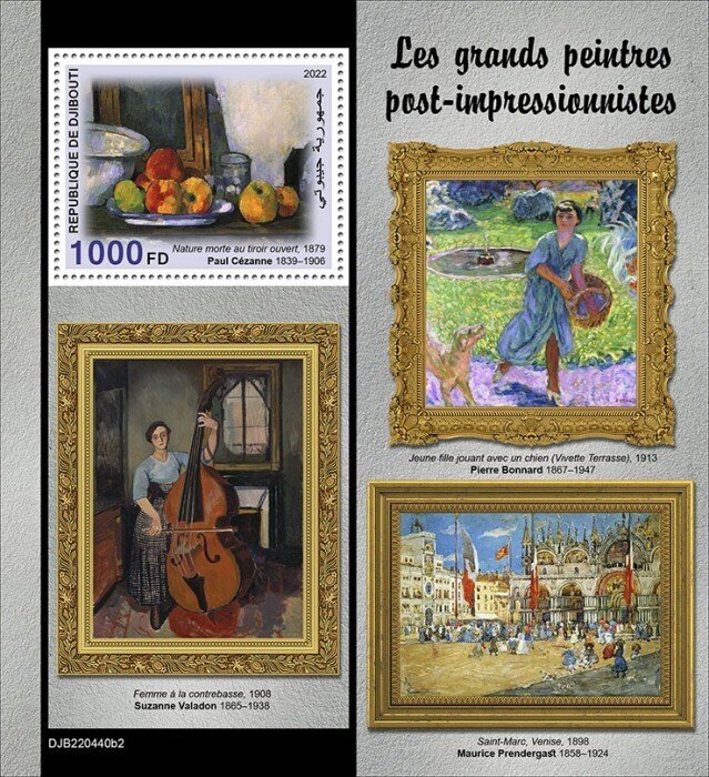 DJIBUTI - 2022 -  Great Post-Impressionists - Perf Souv Sheet -Mint Never Hinged