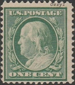 US #331 1908 1c Green Benjamin Franklin MINT-VG-OG-NH.