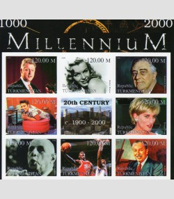 Turkmenistan 1999 MILLENNIUM De Gaulle-Roosevelt sheet Perforated Mint (NH)