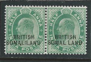 SOMALILAND 1903 ½a GREEN PAIR ONE MISSING I (SOMAL LAND) MM SG 25/25d CAT £80