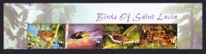 St. Lucia WWF Birds Top Strip of 4v SG#1242-1245 SC#1132-1135 MI#1142-1145