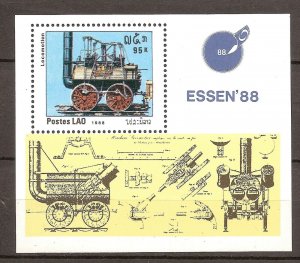 Laos - 1988 - Mi. Sheet 123 (Trains) - MNH - LA003