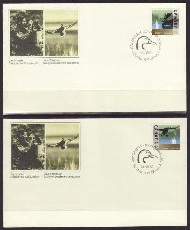 Canada 1204-1205 Duck,Moose 1988 S/2 U/A FDC