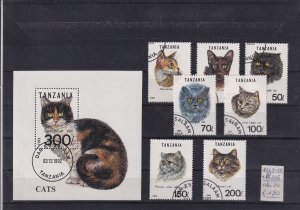 SA19c Tanzania 1992 Cats minisheet + stamps used