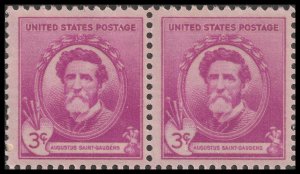 US 886 Famous Americans Artists Augustus Saint-Gaudens 3c horz pair MNH 1940