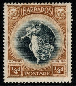 BARBADOS SG201 1920 ¼d BLACK & BISTRE-BROWN MTD MINT