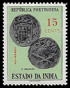 Portuguese India #600 Unused LH; 15c Coins from region of Manuel I (1959) (2)