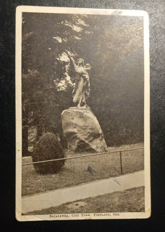 US #374 Postcard Sacajawea City Park Cancelled 1911 Walla Walla,Wa.Photo B & W.