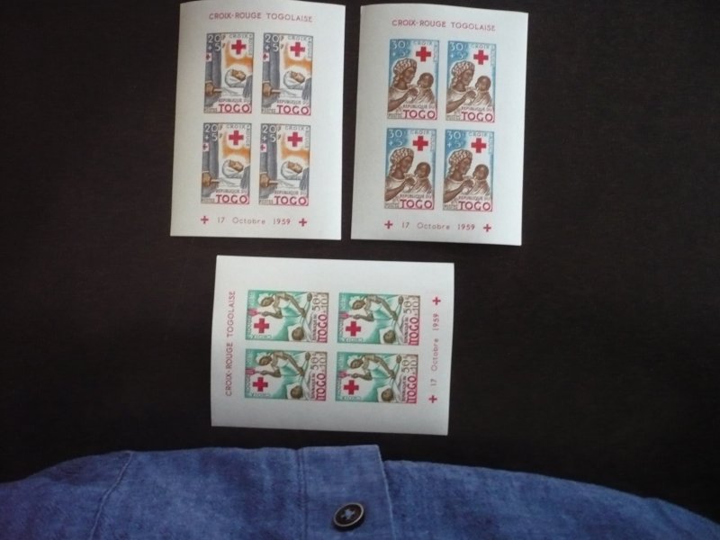 Stamps - Togo - Scott# B12a,B13a,B14a - Mint Hinged Souvenir Sheet Set of 3