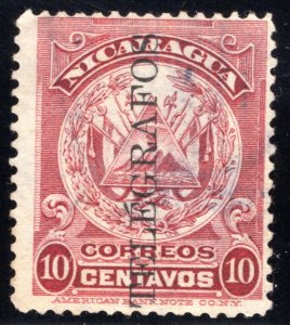RH134, H134, Type 36, 10c crimson, Nicaragua Telegraph Stamp