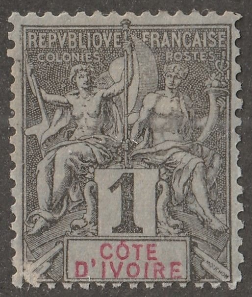 Ivory Coast, stamp, Scott#2,  used, hinged,  2,