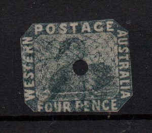 Western Australia 1855 4d slate blue SG3c CTS fine used (Punctured) WS36302