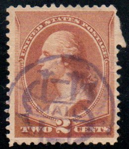 USA #210 VF, blue US mail cancel, rich color!