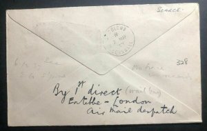 1932 Entebbe Uganda First Regularly Flight Cover FFC To Cornwall England