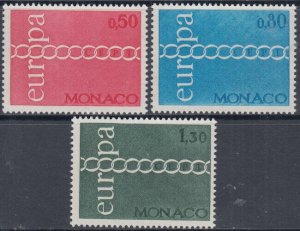 MONACO Sc # 797-9 CPL MNH  EUROPA 1971