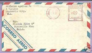 GUATEMALA - FLORIDA, USA,  VINTAGE 1947 METERED CORNER CA...