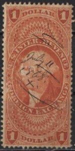 US R68c (used) $1 Washington, Foreign Exchange, red (1862)