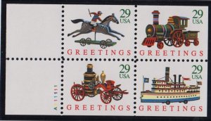 1992 Christmas Toys booklet pane never bound Sc 2718a MNH plate number A111111