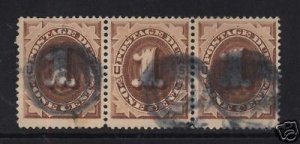 USA #J1 Used Strip Of Three