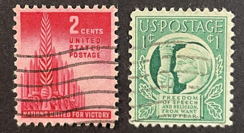 US #907,908 Used F/VF -Nations United for Victory + Freedom Issue 1943 [B20.5.3]