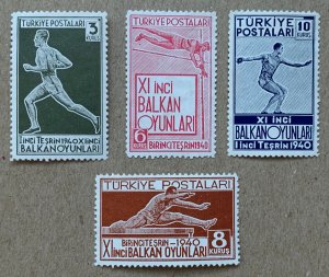 Turkey 1940 Balkan Olympics, MNH. Scott 855-858, CV $22.75