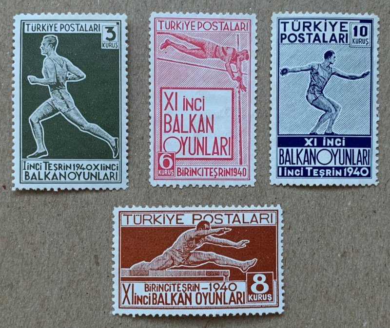 Turkey 1940 Balkan Olympics, MNH. Scott 855-858, CV $22.75