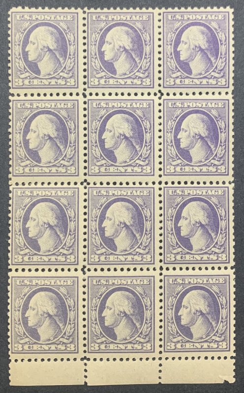 #530 – Block of 12.  1918 3c Washington, perf 11, type IV.  MNH.  OG.