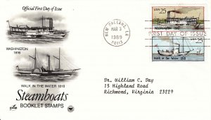 USA 1989 FDC Sc 2408 2409 Artcraft PCS Cachet Steamboat First Day Cover