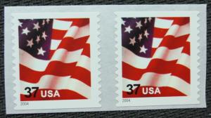 US #3632C MNH Coil Pair, American Flag, SCV $1.50 
